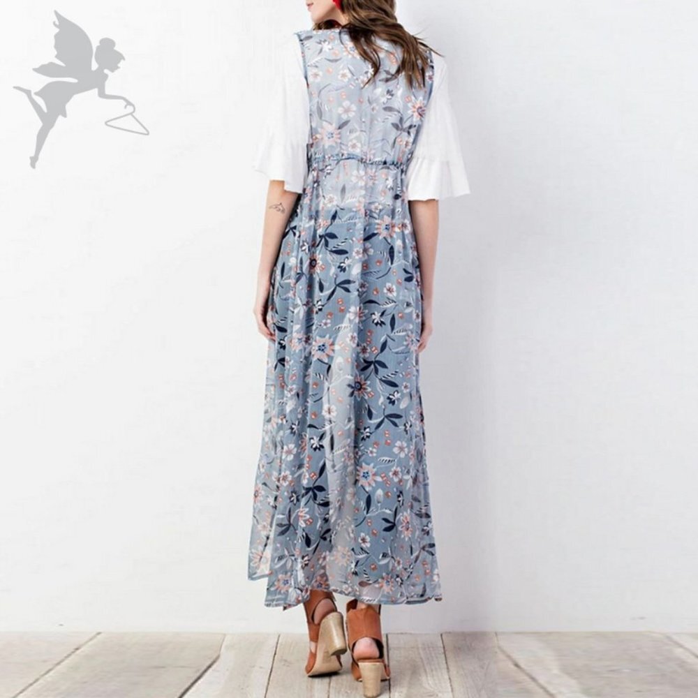 EASEL Weekend Floral Print Maxi Vest - Picture 2 of 8